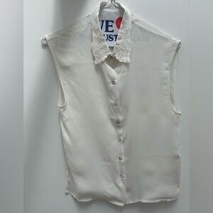 Maje summer blouse with lace collar